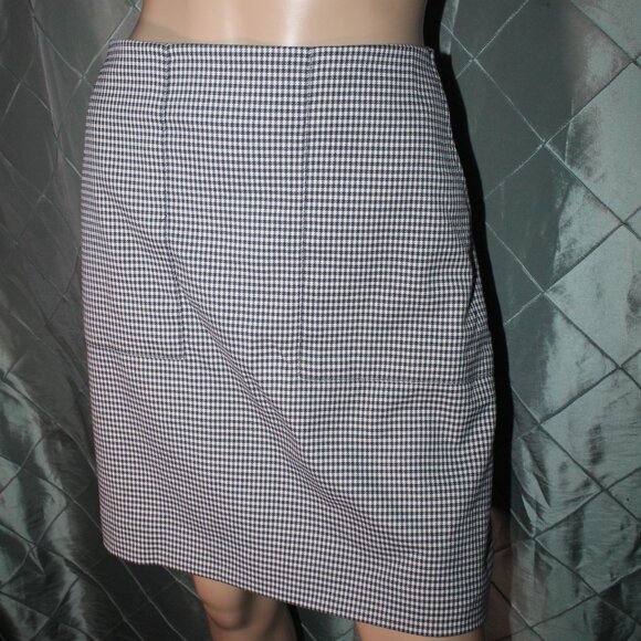LOFT Women 12 Black White Checker Plaid Pocket Pencil Office Business Skirt - Picture 2 of 4